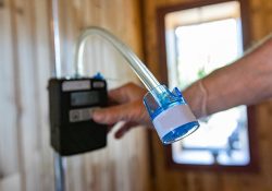 A close up view of a spore trap, used by a building inspector during an assessment of the air quality inside a domestic building.